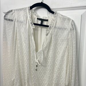 White House Black Market Ruffled White Blouse